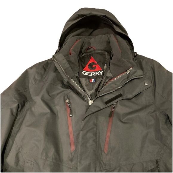 Gerry Sz L Gray 3 In 1 Coat W/ Zip Out Burgundy Jacket Hooded Ski Winter Puffer - Picture 8 of 16